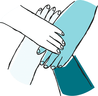 Stacked hands: symbol of teamwork
